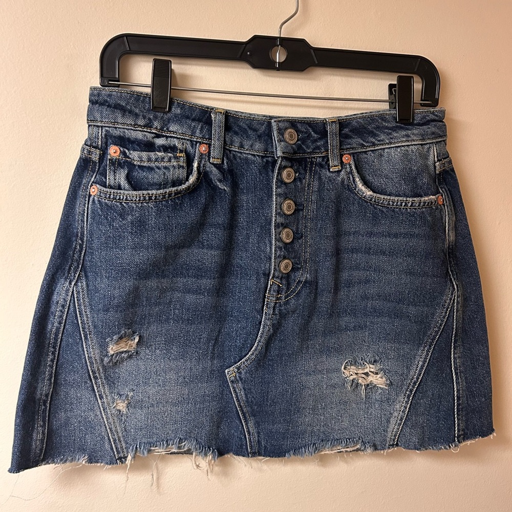We The Free Jean Distressed Skirt